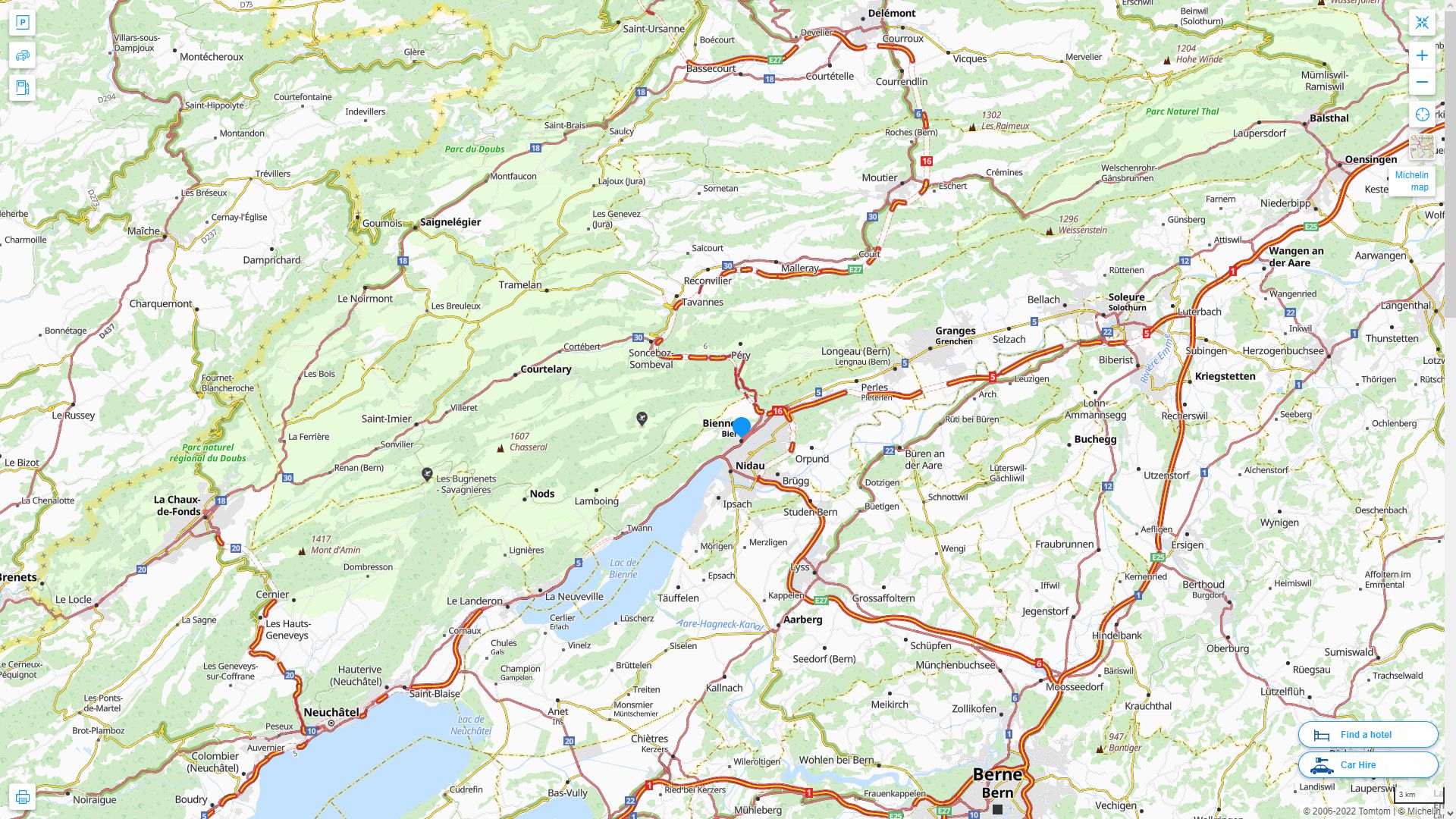 Biel Bienne Highway and Road Map